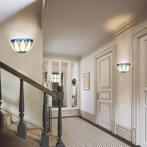 12 inches wide hallway light blue&white stairway light glass wall light