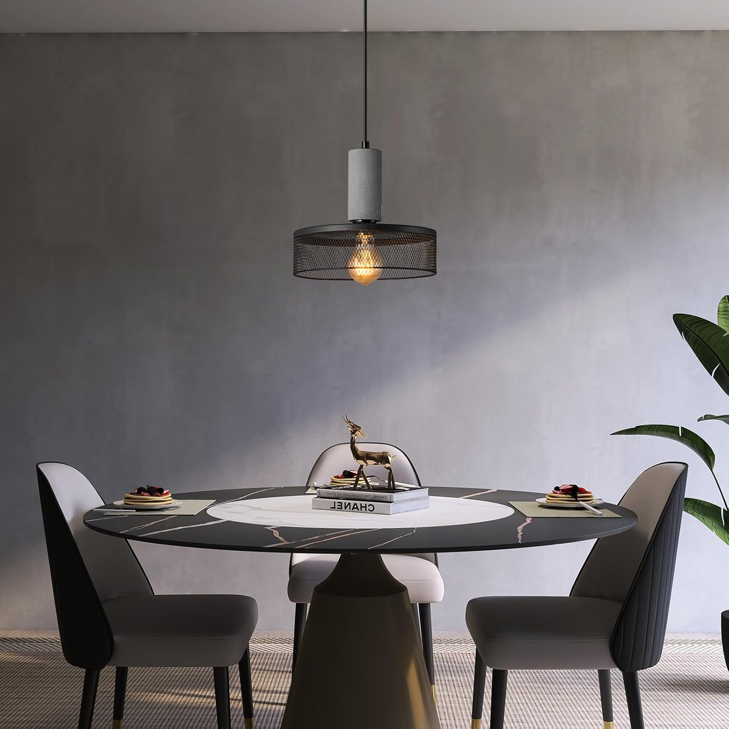 Dimmable living room light black and grey pendant light concrete metal kitchen light