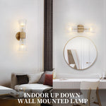 2-light vanitys light gold mounted light glass, metal wall light