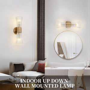 2-light vanitys light gold mounted light glass, metal wall light