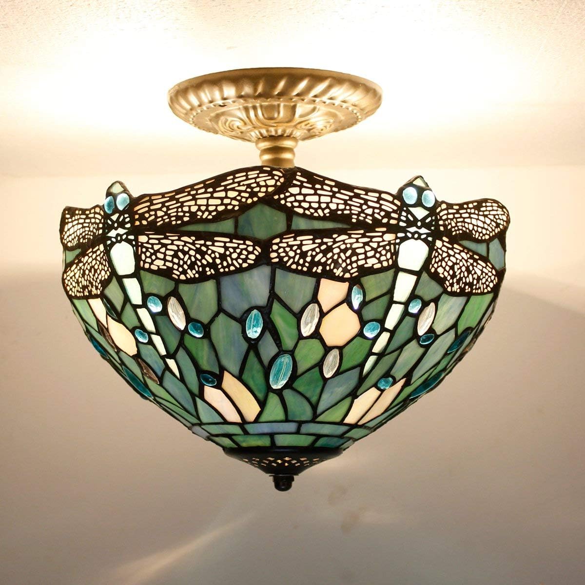 12 inch ceiling light sea blue mount lamp glass,iron bedroom light