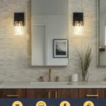 1-light vanity light black bathroom light glass, metal wall light