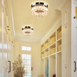 Led ceiling light chrome-multi-colored entryway light crystal ,steel hallway light