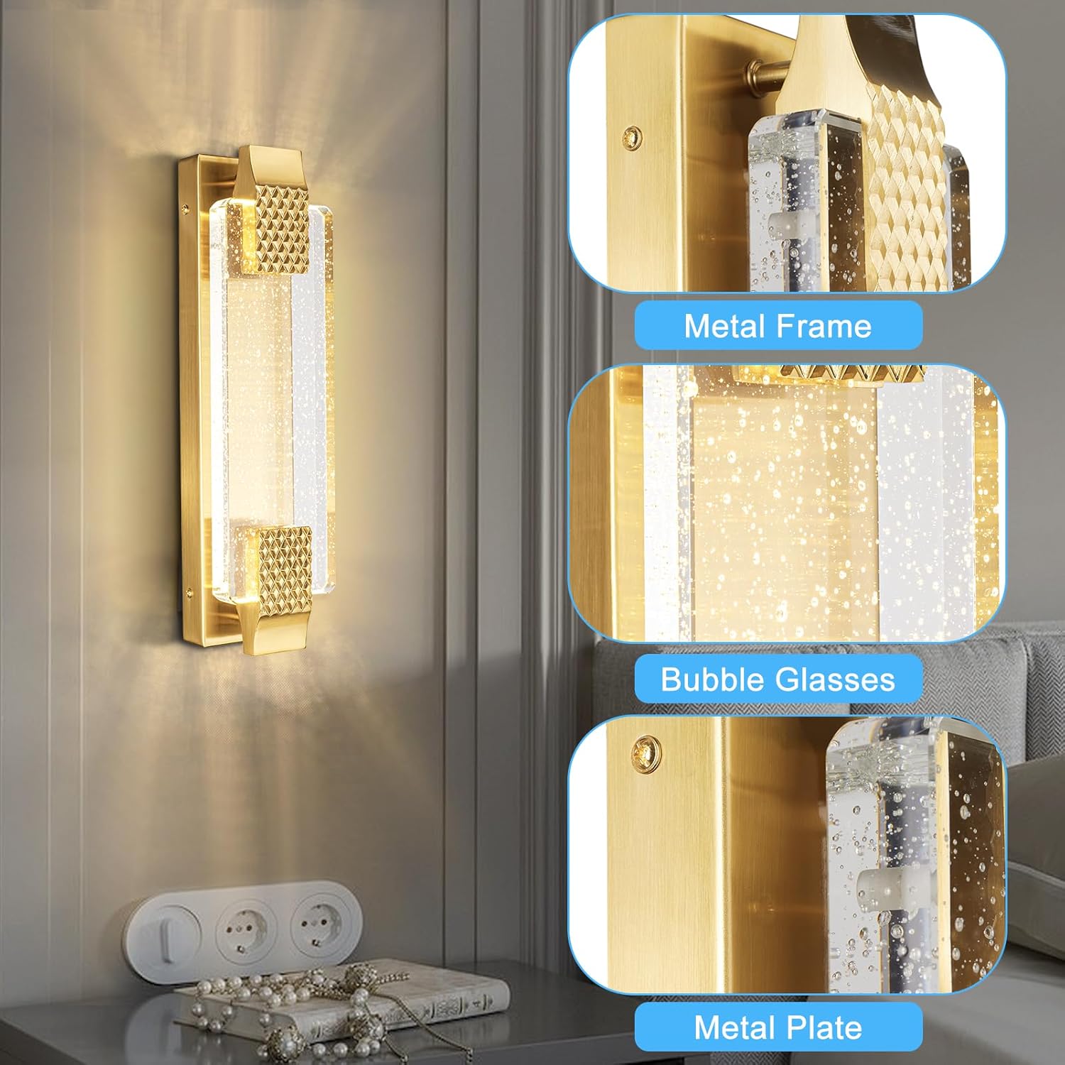 Led hardwired light brass porch light metal wall light