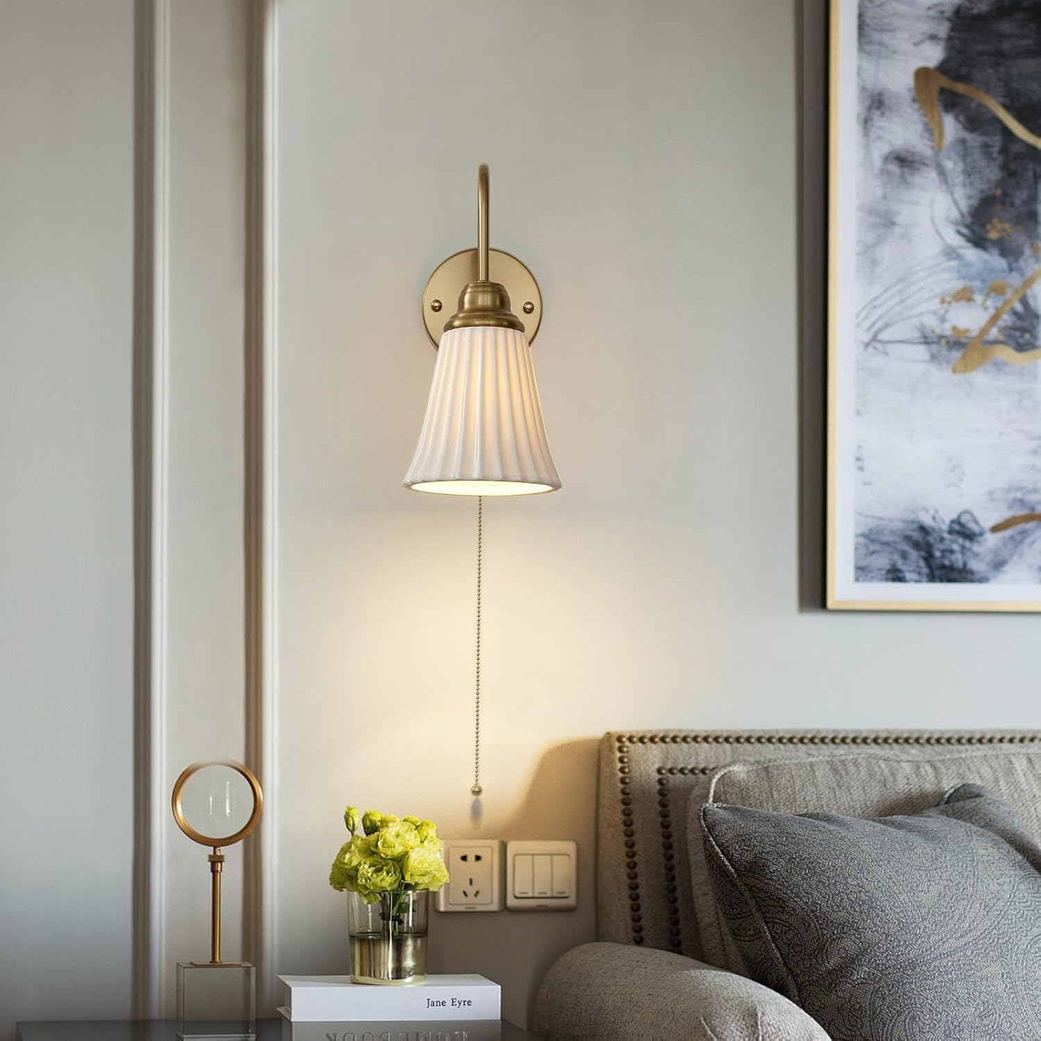 2 pack wall light brass kitchen light ceramic,metal bedroom light