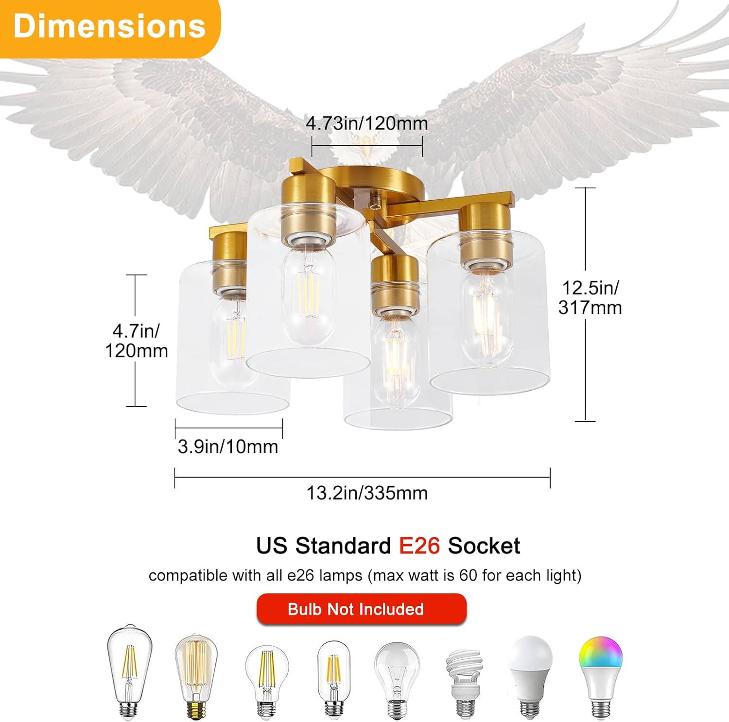 4 light kitchen light gold ceiling light aluminum, glass, ceramic, metal flush mount light