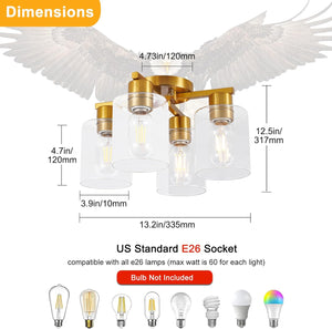 4 light kitchen light gold ceiling light aluminum, glass, ceramic, metal flush mount light