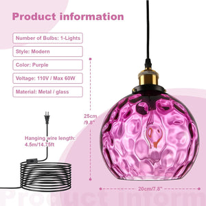 Bohemian hanging light purple pendant light glass chandelier light