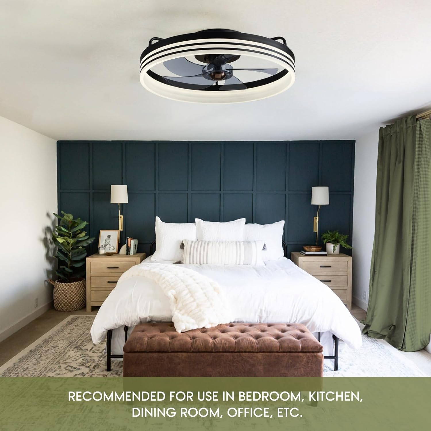 LED ceiling fans with lights black bedroom light iron flush mount ceiling fan