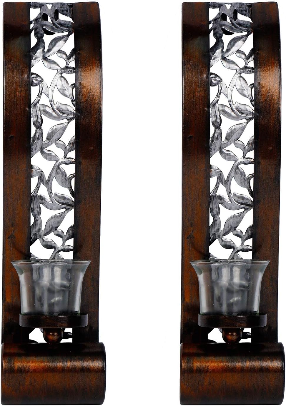 Set of 2 candle light bronze bathroom light metal glass wall light