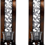 Set of 2 candle light bronze bathroom light metal glass wall light