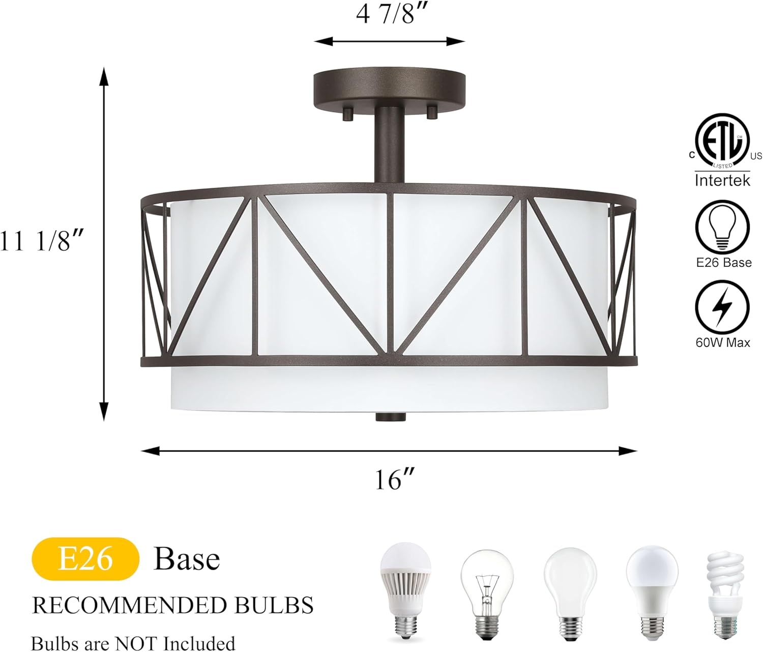 16 inch bedroom light bronze ceiling light iron+fabric drum light
