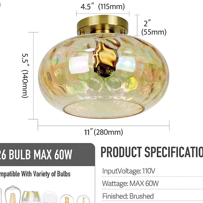 1-light hallway light gold ceiling light metal, glass,brass kitchen light