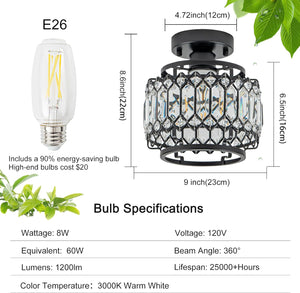 Led chandelier light black+clear entryway light glass, metal ceiling light