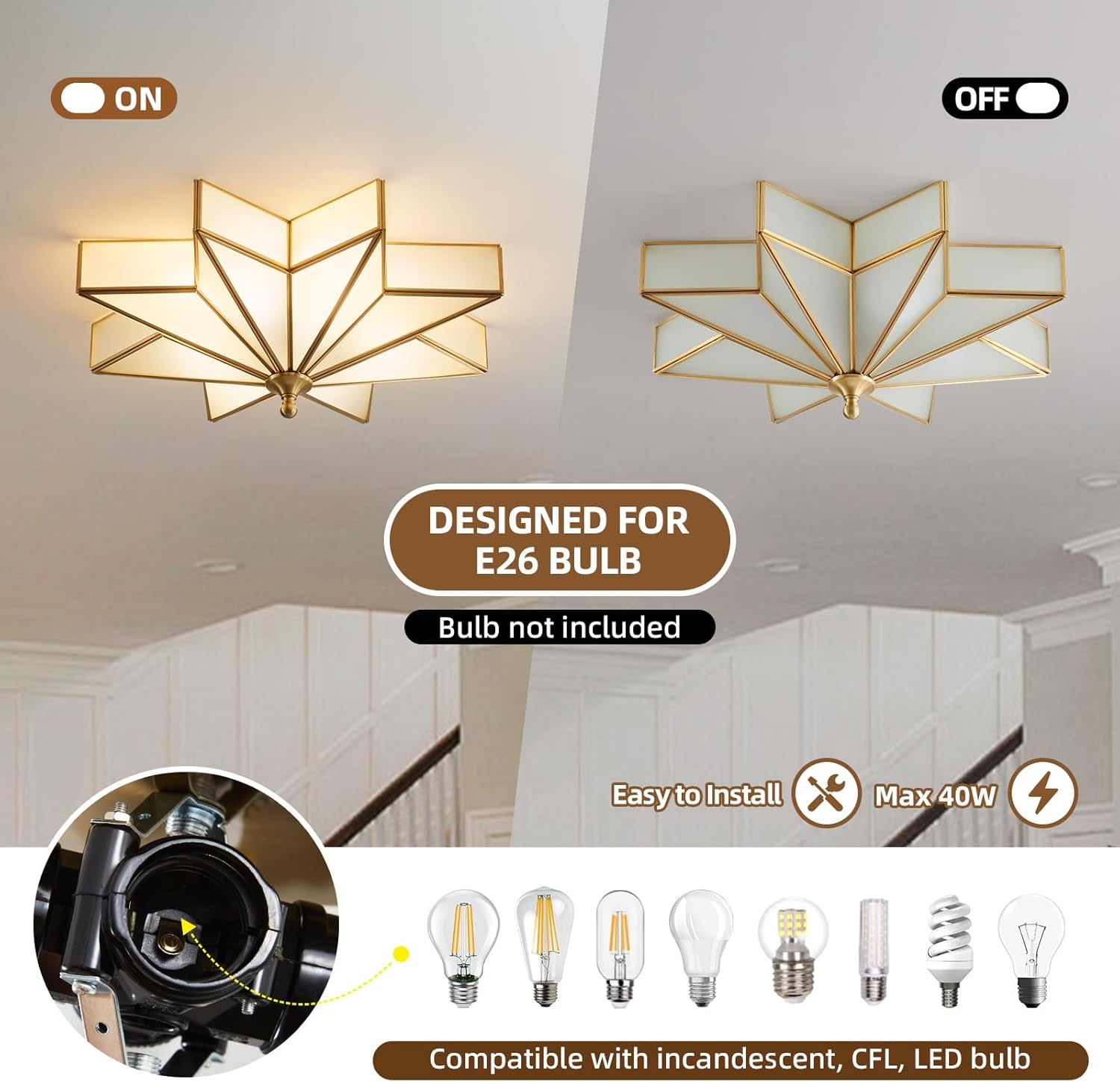 19.5 inch ceiling light gold kitchen light brass interior light