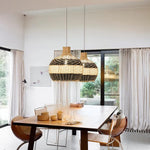 Kitchen rattan pendant light wicker chandelier lamp woven hanging light