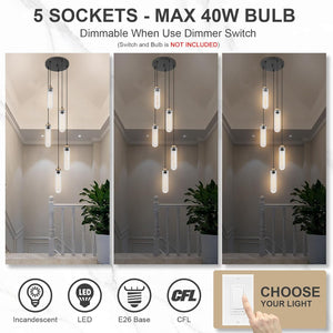 5-light hallway light black pendant light glass,metal hanging light