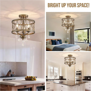 3-light entryway light bronze pendant ceiling lamp metal crystal chandelier light