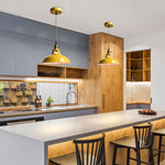Adjustable pendant light yellow hanging light metal dining light