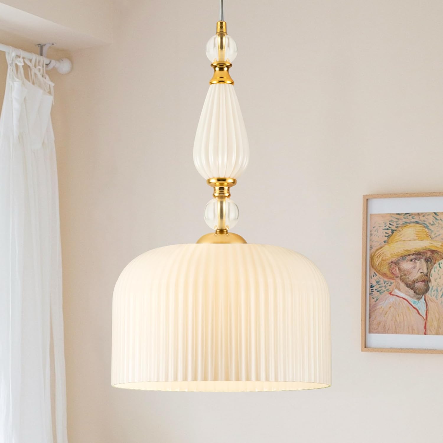 Adjustable pendant lights milk white kitchen island lights metal/glass/ceramics hanging lamp