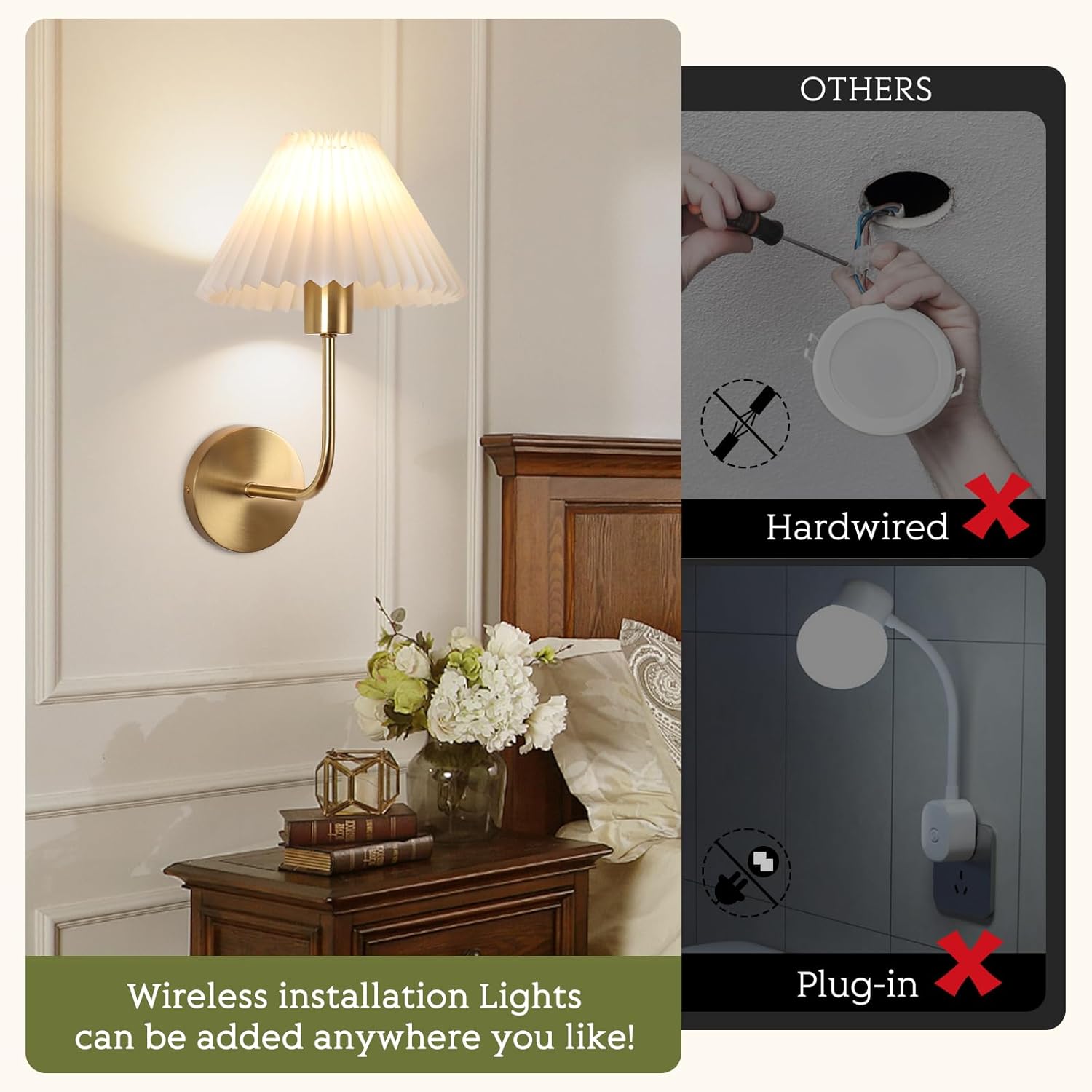 Sets of 2 wall light gold vanity light metal, fabric, acrylic kitchen light