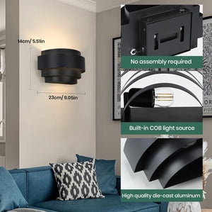 Dimmable hallway light black wall light ‎aluminum entryway light