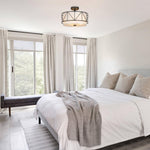 16 inch bedroom light bronze ceiling light iron+fabric drum light