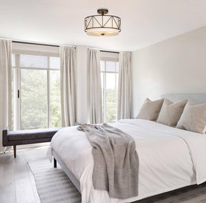 16 inch bedroom light bronze ceiling light iron+fabric drum light