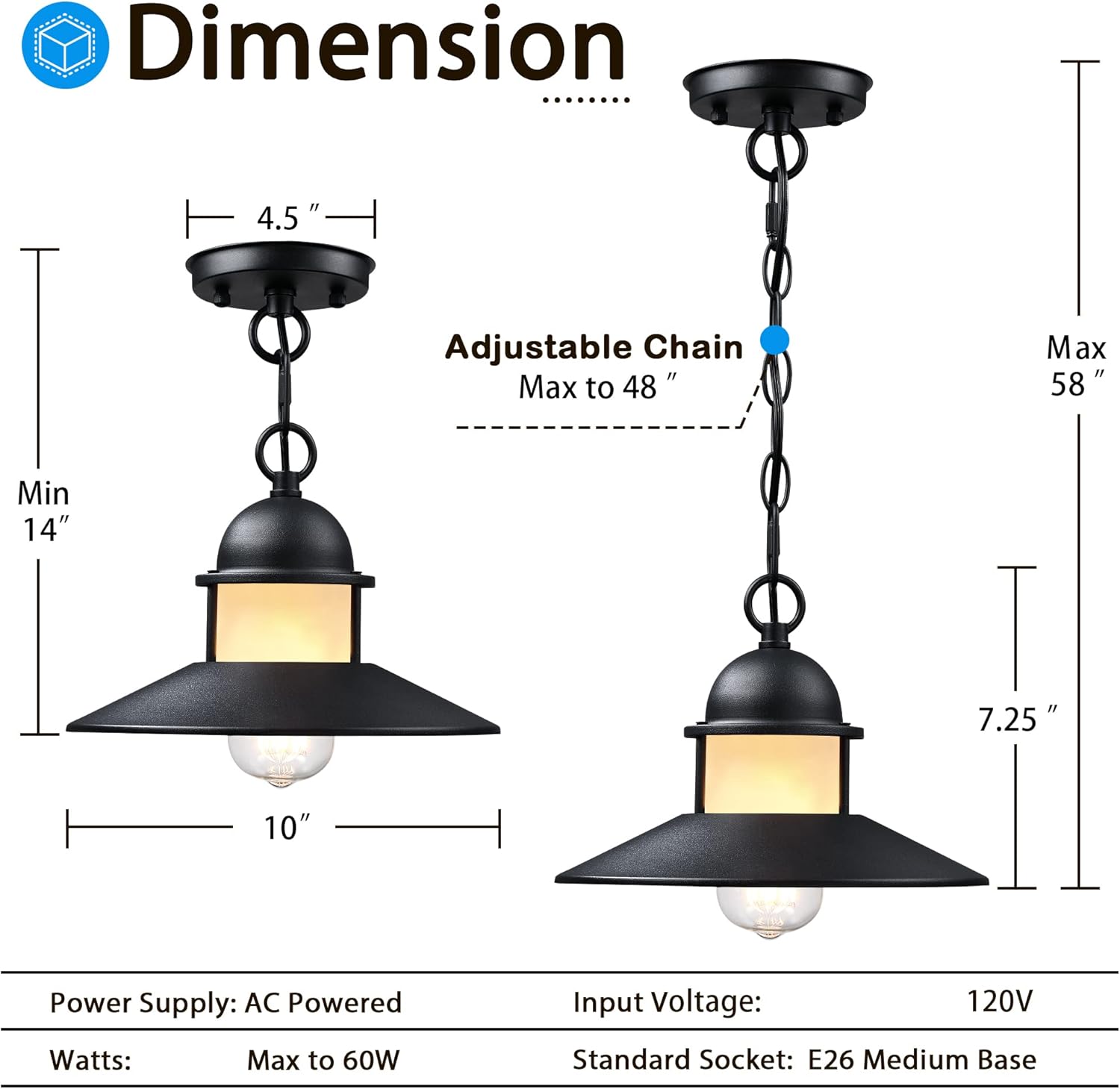2 pack pendant lights black hanging light metal porch light