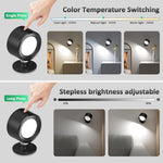 2 pcs battery operated light black rotation light plastic, metal wall light