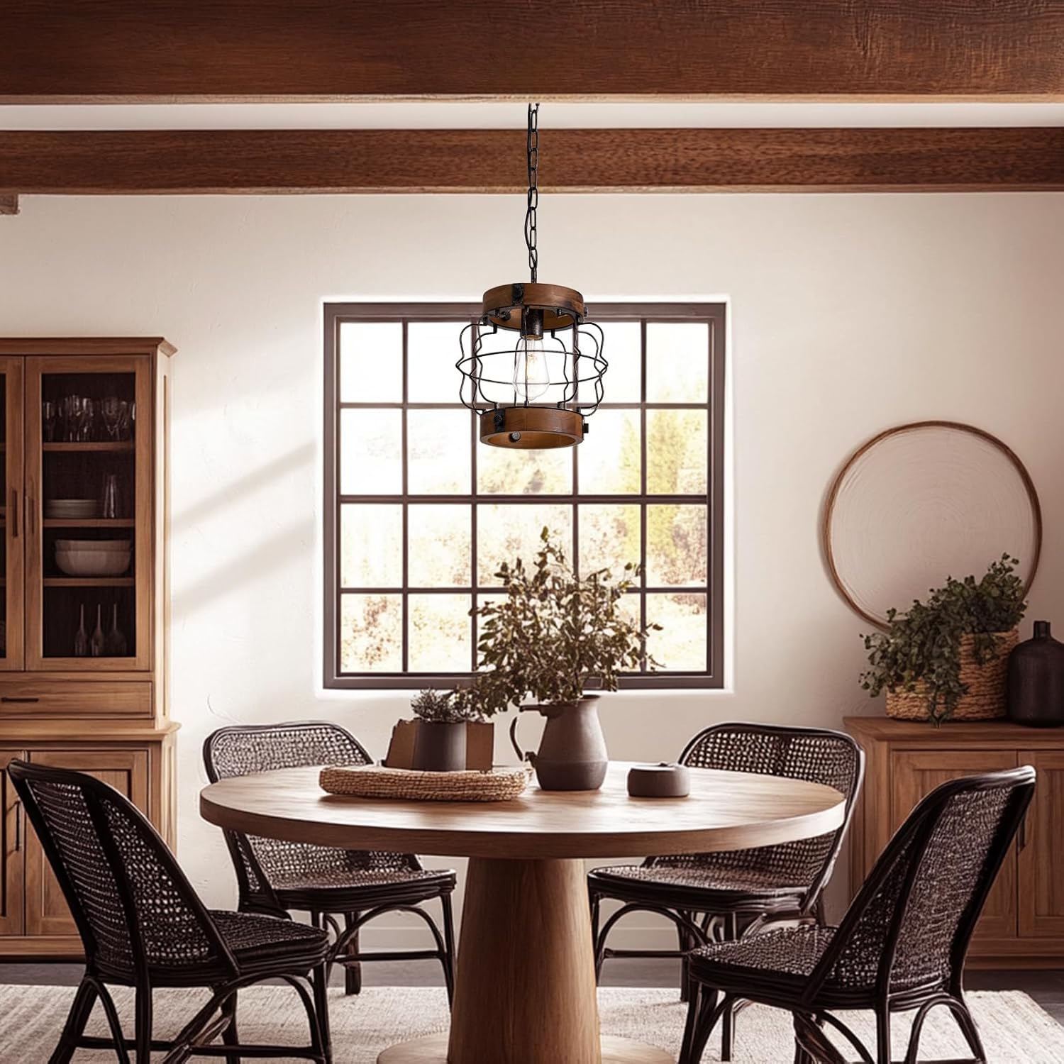 Farmhouse hallway light brown pendant light wood metal kitchen light