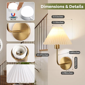 Sets of 2 wall light gold vanity light metal, fabric, acrylic kitchen light