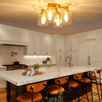 4 light kitchen light gold ceiling light aluminum, glass, ceramic, metal flush mount light
