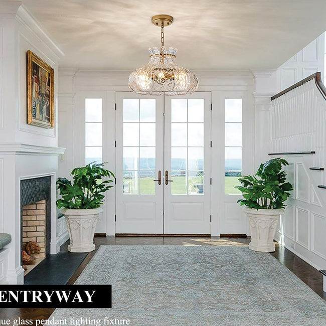 6-light hanging light gold hallway light glass, metal entryway light