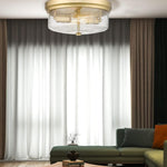 Gold close to ceiling light fixture modern flush mount ceiling lamp with seeded glass