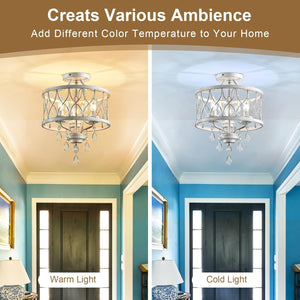 3-light chandelier light white ceiling lamp metal, crystal corridor light