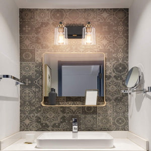 2 lights vanity light black fixtures light glass, metal wall light