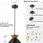 Farmhouse hanging lamp black pendant light metal,wood bedroom light