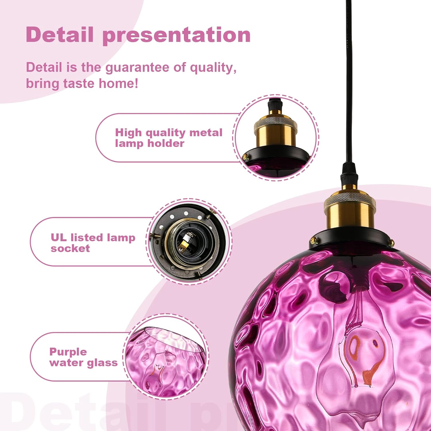 Bohemian hanging light purple pendant light glass chandelier light