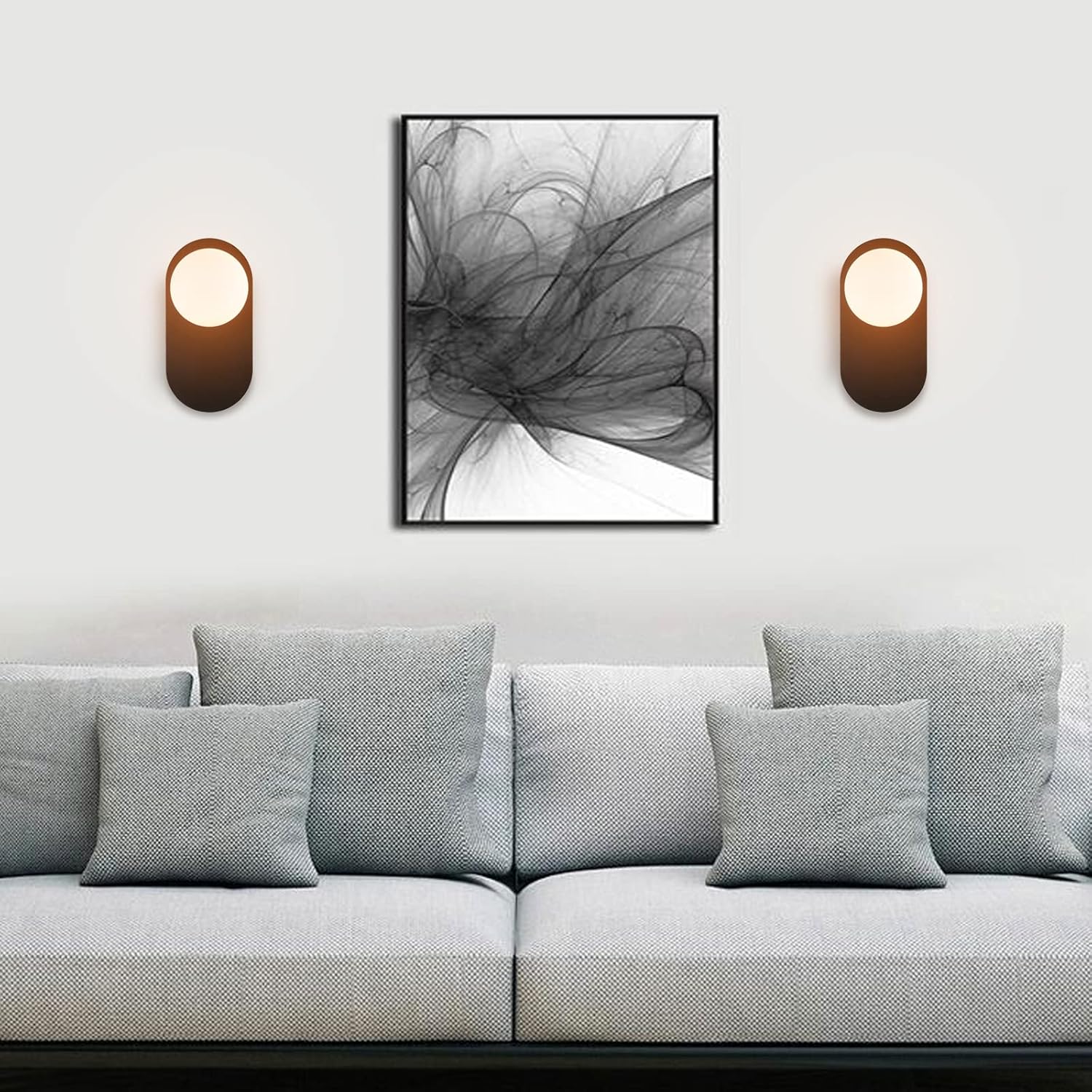 Set of 2 vanity light black mount light glass, metal wall light