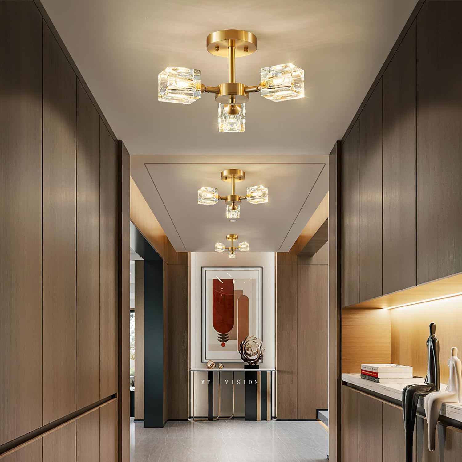 3 lights ceiling light gold chandeliers light crystal kitchen light