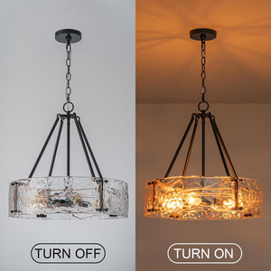 20.7 inch modern pendant light matte black dining room light glass, metal entryway light