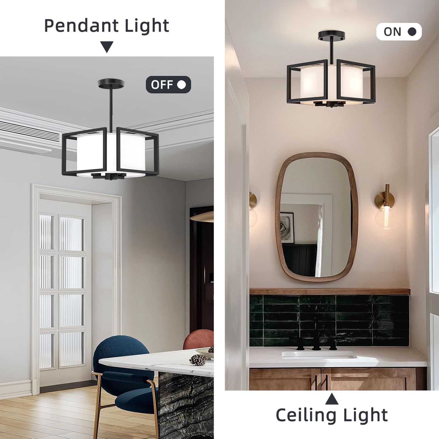 Modern ceiling light black drum light metal+farbic hallway light