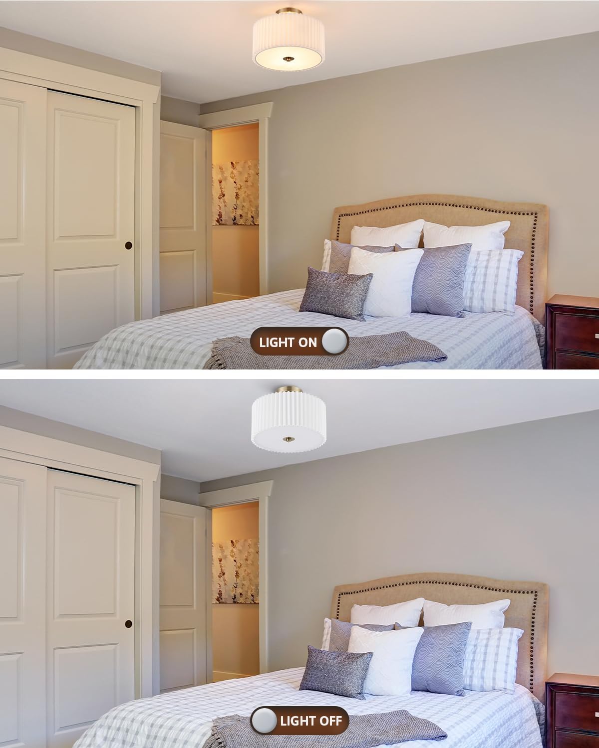 2-light drum light bronze bedroom light fabric, metal ceiling light