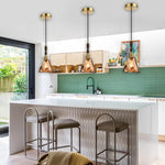 E26 socket hanging light Golden Amber pendant lights glass, metal adjustable light