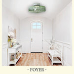 Farmhouse flush mount ceiling light green ceiling glass, metal light  flush lamp