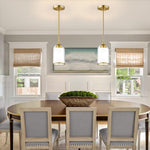 2 Pack kitchen lights brushed gold pendant lights glass island lights