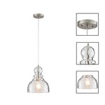 10 INCH hallway light brushed nickel pendant light glass, metal modern hanging light