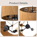 3-light chandelier light dark brown hanging lamp rattan kitchen light