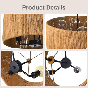 3-light chandelier light dark brown hanging lamp rattan kitchen light